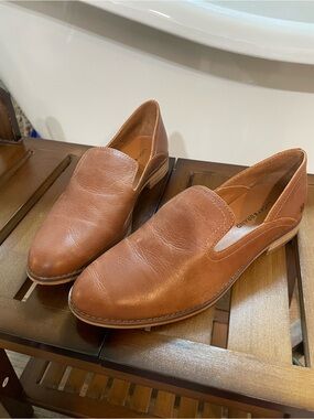 Lucky Brand Cognac Brown Leather Slip-On Loafers